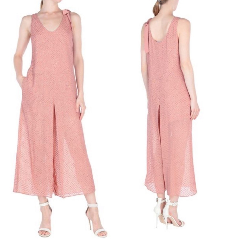 Red Valentino Glitter Polka Dot Silk Jumpsuit pink women size 38